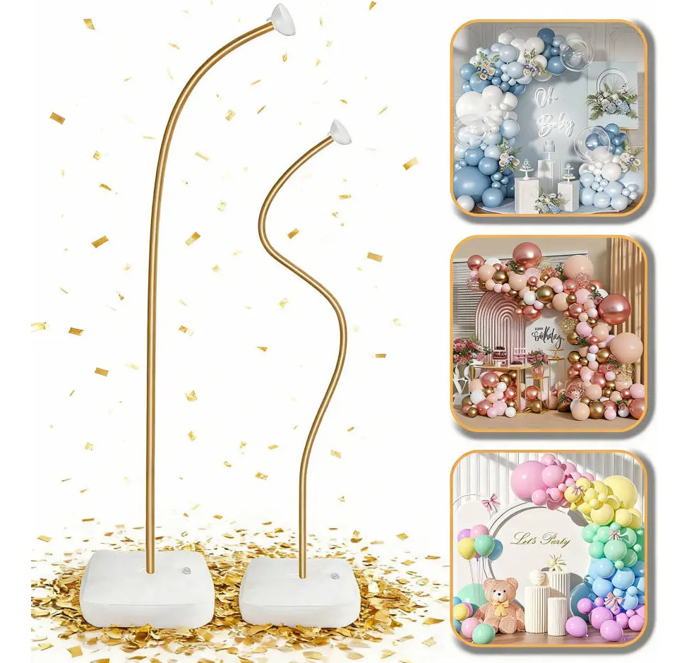 Arco Ajustable para Globos de 2.5m, Dorado – Base Robusta y Fácil de Montar para Fiestas y Eventos