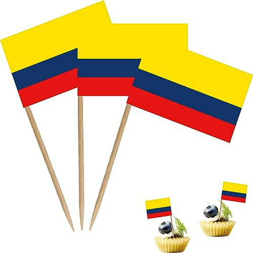Bandera De Colombia Para Cócteles Y Cupcakes, 100 Unidades
