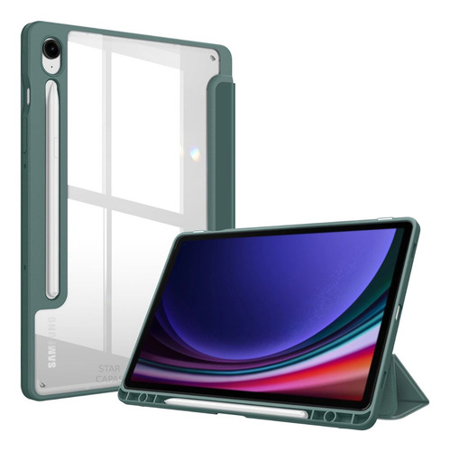 Smart Case Acrílica Para Tablet Samsung S9fe 10.9 X516 X510 Cor Verde Dark
