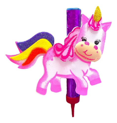 1 Vela Explosiva 12cm Con Foamy Unicornio Rosa Para Fiesta