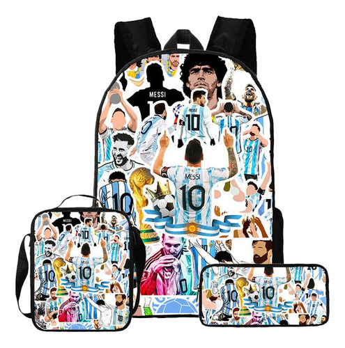 Set De 3 Mochilas Infantiles Cr7 Y Messi Mundial