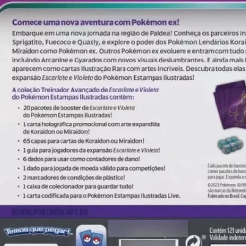 Pokemon Box - Coleção Treinador Avançado - Escarlate e Violeta - Miraidon ( roxo) em Promoção na Americanas