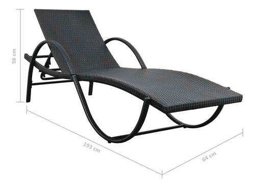 Camastro 2 Uds Con Mesa Poly Rattan Negro