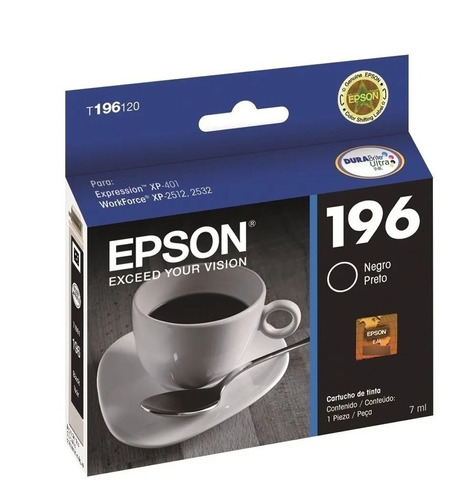 Cartucho Epson T196 Negro Original Caja Cerrada Xp401 Wf2512