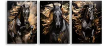 Comprar Cuadro Caballos Abstracto Dorado Moderno 120x60 Cm