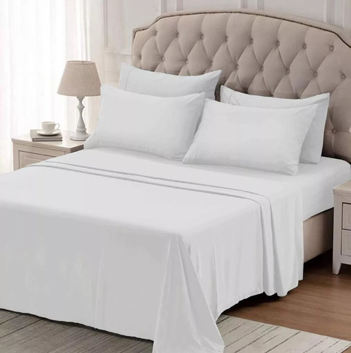 Juego De Sabana Microfibra Gemma 2 1/2 Importada Super Suave Blanco