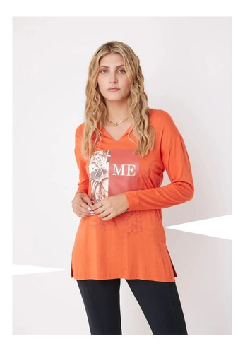 Polera Mujer Give Estampado Aplic.