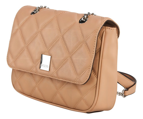 Bolsa Guess Window Rock Crossbody Color Marrón Para Mujer Acabado de los herrajes Niquel Color Marrón claro Diseño de la tela Rayado