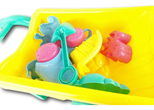Juguete Carreta Para Playa De 9 Pcs Para Arena Con Moldes