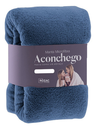 Cobertor Manta Microfibra Casal Azul 1,80mx2,20m Rozac