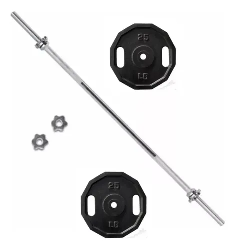 comprar Kit Pesas Discos Barra Recta De 1.20 + 2 Discos De 25 Libr