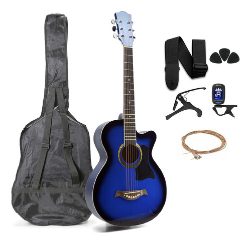 Guitarra Acústica Femmto AG002 con Accesorios para diestros Color Azul arce brillante