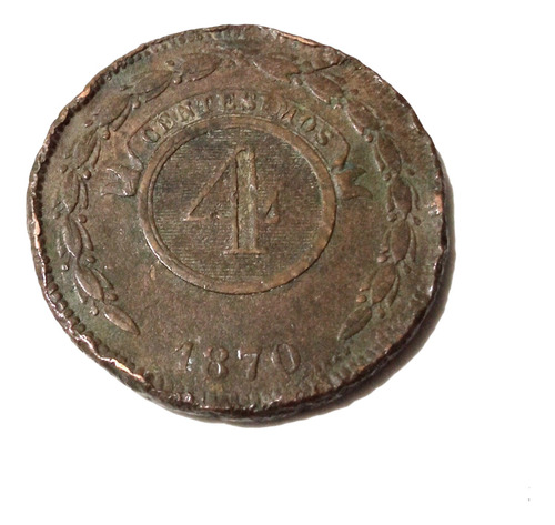 Moneda Paraguaya 4 Centesimos 1870