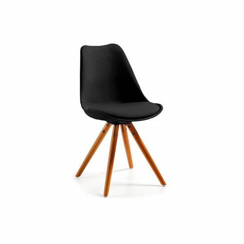 Silla Tulip Negra Slim Patas De Madera