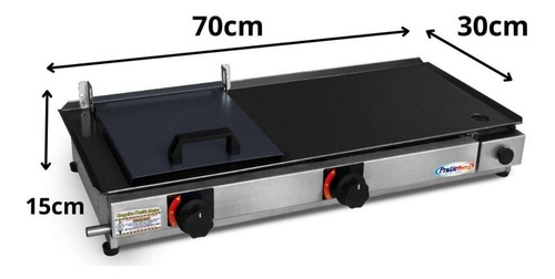 Imagem 3 de 6 de Chapa De Lanche Dog Inox Com Prensa À Gás 70x30cm Pratic