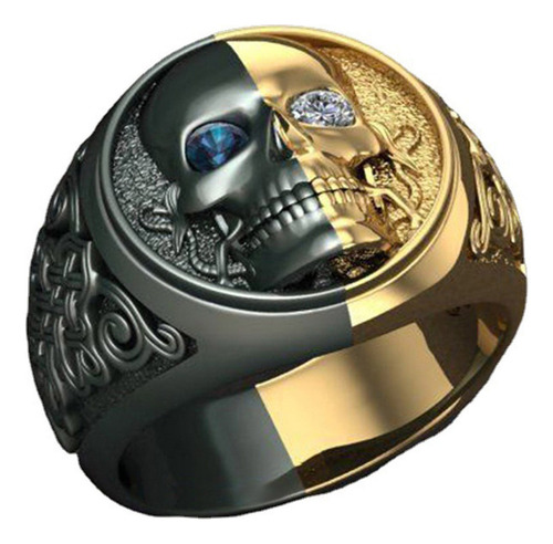 Anillo En T Retro Vintage Oro Forma Calavera Cristal