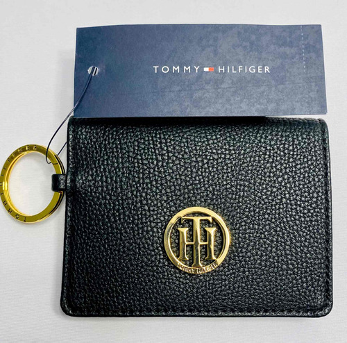 Tarjetero Tommy Hilfiger Original Mujer Negro Placa M022