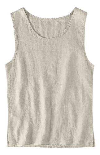 Chaleco De Lino Transpirable De Corte Fino, Camisa Holgada D