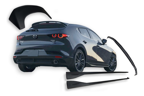 Kit Lip Estribos Y Spoiler Mazda 3 Hatchback 2022 2023 2024