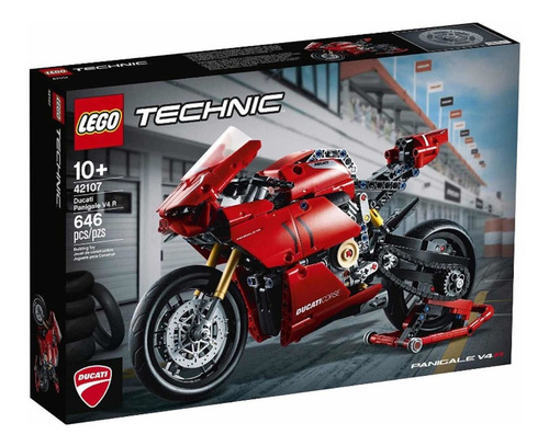 Imagem 2 de 4 de Blocos de montar LegoTechnic Ducati Panigale V4 R 646 peças em caixa