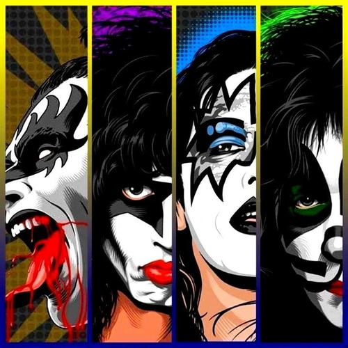 Polera 100% Algodón Kiss Band Collage 