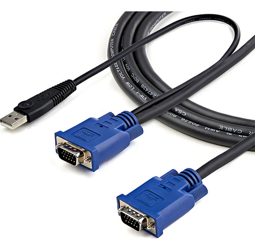 Cable Kvm Ultra Delgado Startech 2 En 1 Vga Usb 3m Color 52049