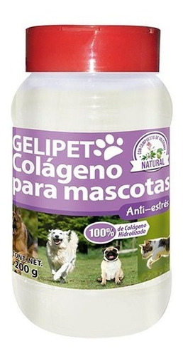 Imagen 1 de 3 de Gelipet Colageno Para Perros Y Gatos 200gr Con Valeriana