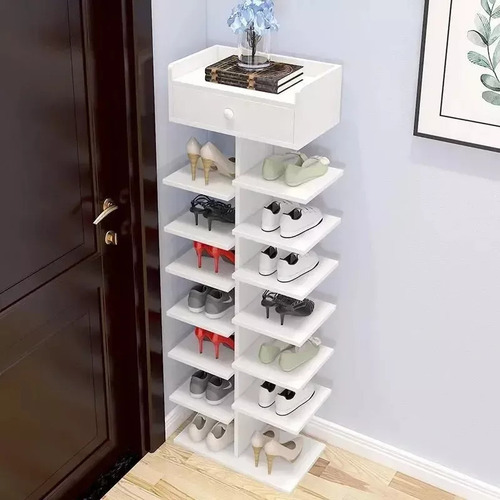 Organizador Con Cajón Zapatera Madera 7 Niveles /