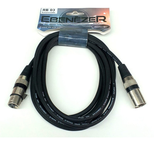 Imagem 3 de 5 de Kit 3 Cabos Xlr+xlr Canon Balanceado Microfone 3 Metros Cada