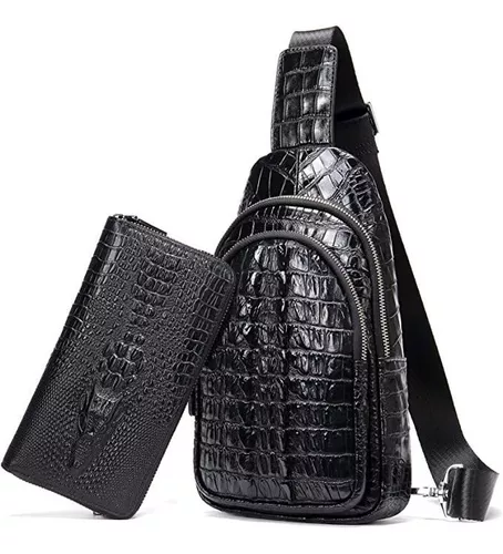 NIUCUNZH Bolso bandolera de cuero con solapa para hombre, pequeño bolso  cruzado de hombro, novedoso cocodrilo en relieve