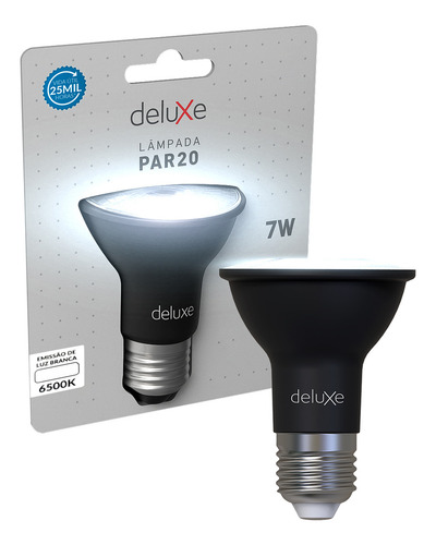 Lampada Led Par20 7w 6500k Branco Frio E27 127/220v Ip65 Preto Cod: 350091370 Deluxe By Avant