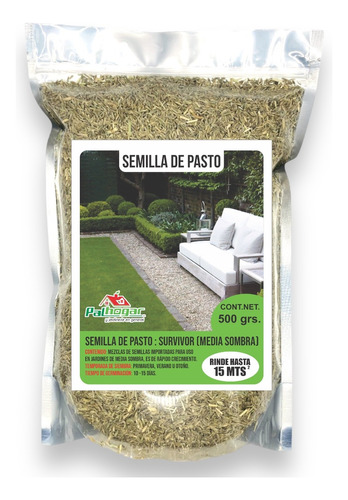 Semilla De Pasto Survivor Media Sombra 500g Rinde 15 Mts2