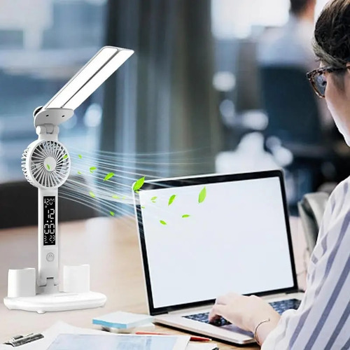 Lámpara De Escritorio Con Ventilador Led Recargable Por Usb