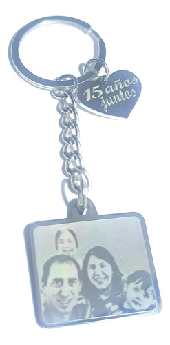 Imagen 2 de 7 de Llavero Acero Grabado Calendario Aniversario + Foto