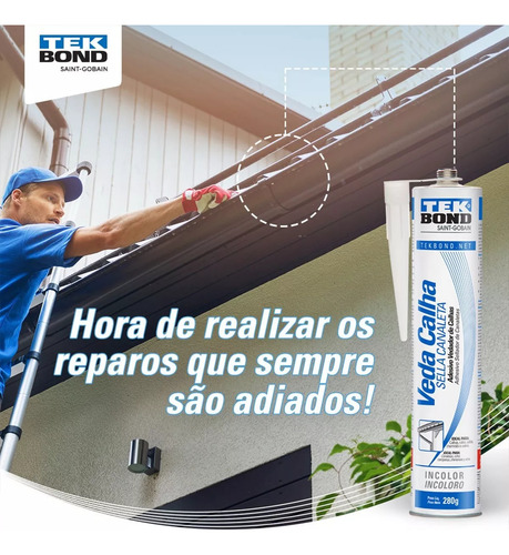 Kit 2 Veda Calha Transparente 280g 300ml Tekbond