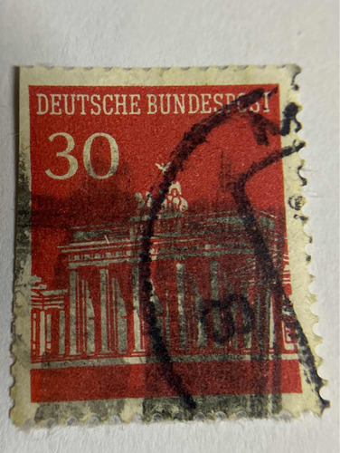 Sello Postal De Alemania Puerta Brandemburgo 30 Pfg De 1966
