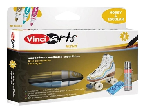 Arts Vinci 5 Plumones Textiles Color Metálico	