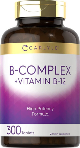 Complejo B + Vitamina B12 Formula De Alta Potencia  300 Tabs