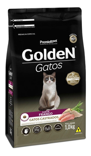 Alimento Golden Premium Especial Castrados para gato senior sabor frango em sacola de 1kg