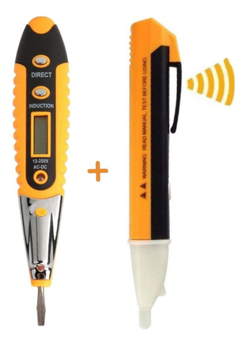 Kit Eletrica Chave Teste Digital + Caneta Detectora Tensão B Basto