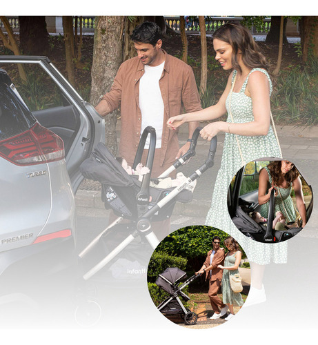 Carrinho 3 Em 1 Travel System Romanzo Duo 0 A 15kg - Infanti Preto Preto