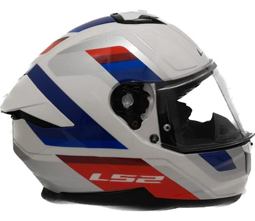 Casco Ls2 Ff808 Vintage Blanco Azul Rojo