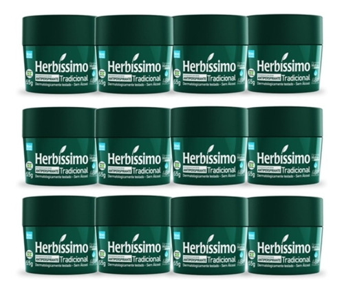 Kit 12und Desodorante Em Creme Herbíssimo Tradicional 55g