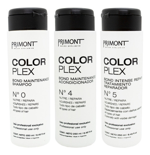 Primont Color Plex Shampoo + Acondicionador + Mascara 250ml