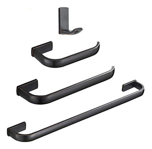 Wincase Accesorios De Baño Americano Negro 4 Piezas, Gancho 