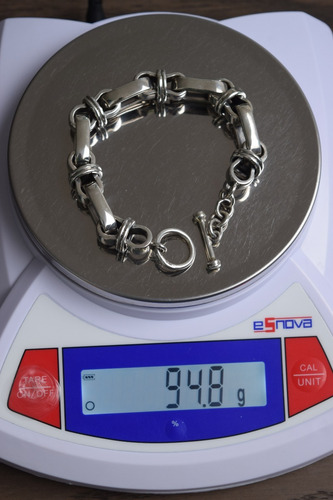 Pulsera Gruesa De Plata Ley .925 Eslabón Largo Para Hombre