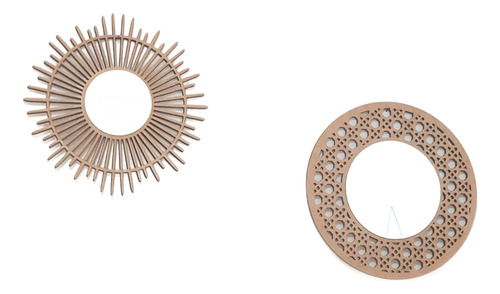 Espelho Boho - Kit Com 2 Espelhos Estilo Boho Chic Em Mdf