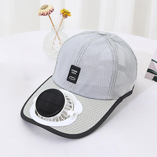 Sombreros De Visera Con Carga Solar/usb Gris Claro