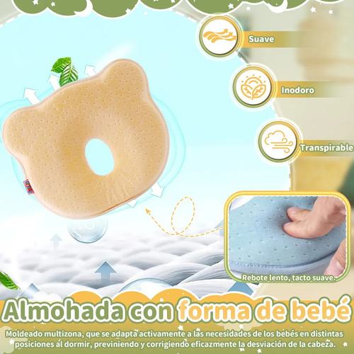 Almohada Para Bebe Memory Foam Cabeza Prevenir Cabeza Plana
