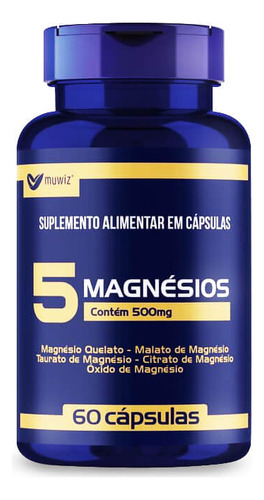 3 Vitamina Magnésio Muwiz 5 Magnésios 60 Cápsulas